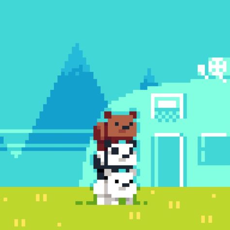 We Bare Bears Pixel Art, Bear Pixel Art, We Bare Bear, Bear Silhouette, We Bear, Bear Hat, Bare Bears, We Bare Bears, Hama Beads