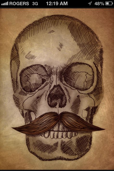 Drawn skull with mustache. Tattoo idea. Skull With Mustache, Skull With Beard, Mustache Art, Mustache Tattoo, Bearded Skull, Drawn Skull, Skull Beard, Creative Drawing Prompts, Skull Lover