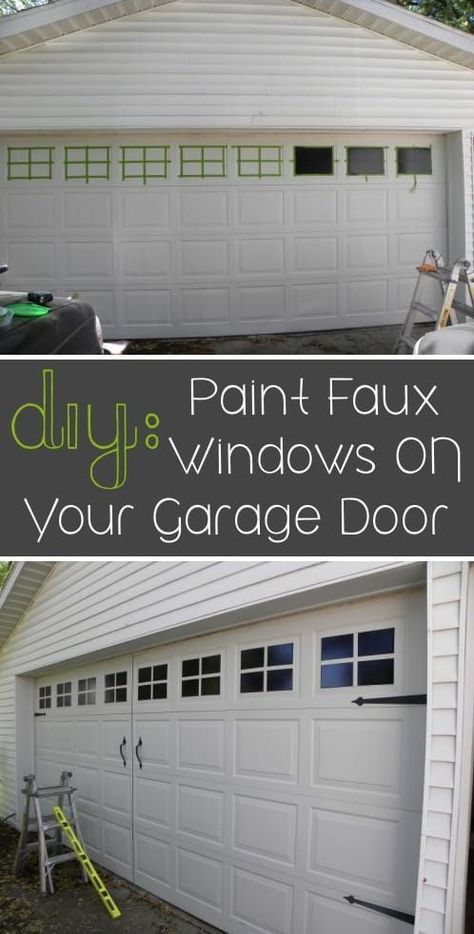 Faux Garage Door Windows, Easy Curb Appeal Ideas, Easy Home Diy Upgrades, Metal Garage Doors, Improve Curb Appeal, Garage Door Windows, Diy Curb Appeal, Garage Door Makeover, Carriage Doors