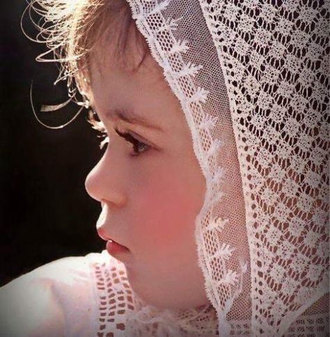 . Lace Baby Bonnet, Lace Bonnet, Baby Bonnets, Heirloom Sewing, Baby Bonnet, We Are The World, Side Profile, Little People, Vintage Baby