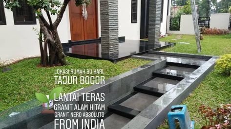 Lokasi rumah bu hari, tajur bogor  Lantai selasar teras depan  granit alam hitam Granit nero absoluto from india . . Hubungi Marketing2… House Fence, House Fence Design, Fence Design, Fence, India, Outdoor Decor, Home Decor, Design, Home Décor