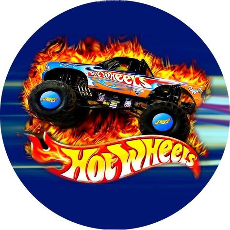 Te invita para su fiesta Hot Wheels Cupcakes Toppers, Hot Wheels Cupcakes, Hot Wheels Invitations, Bolo Hot Wheels, Truck Cupcakes, Hot Wheels Cake, Hotwheels Birthday Party, Monster Birthday Invitations, Monster Truck Cake