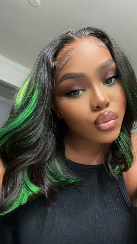 Black And Green Hair, Birthday Hairstyles, Turquoise Hair, Quick Weave Hairstyles, Hair Laid, Hairstyle Gallery, Front Lace Wigs Human Hair, Baddie Hairstyles, Hair Pictures