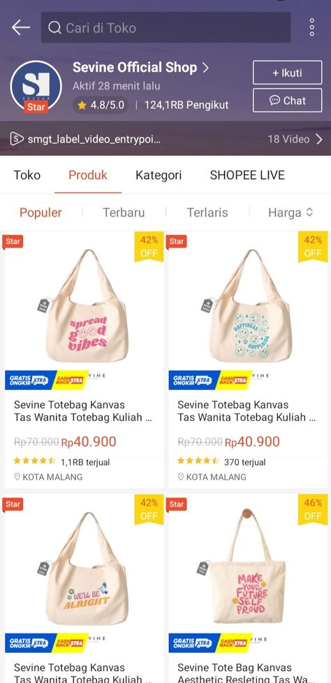 Tote Bag Shopee, Rekomendasi Olshop Shopee, Toko Shopee Ootd, Totebag Aesthetic, Shopee Finds, Rekomendasi Shopee, School Study Ideas, Best Online Clothing Stores, Tas Bahu