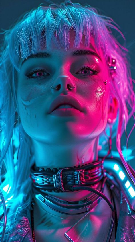 Digital Art Cyberpunk, Jake Hicks, Cyberpunk Photoshoot, Cyberpunk Hair, Wallpaper Pfp, Cyberpunk Female, Surreal Portrait, Cyberpunk Girl, Cyberpunk Aesthetic