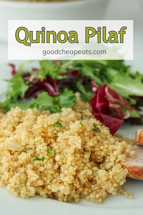 Add flavor to plain quinoa in this simple Quinoa Pilaf you can cook in 30 minutes on the stove. It's mostly hands-free and super delicious. You are going to love this easy quinoa dish. Simple Quinoa, Quinoa Pilaf, Pilaf Recipe, Quinoa Dishes, Pilaf Recipes, Easy Quinoa, Large Fries, Budget Recipes, Easy Side Dish