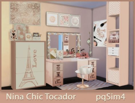 PQSims4: Nina chic dressing table • Sims 4 Downloads Sims 4 Dressing Table, Chic Dressing Room, Sims 4 Cc Furniture Living Rooms, Die Sims 4, Chic Dressing, The Sims 4 Pc, Sims 4 Bedroom, Sims 4 Game Mods, Sims 4 Teen