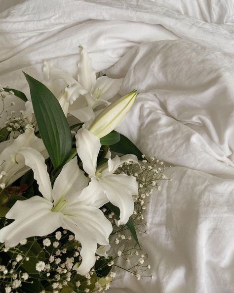 White Lily Bouquet Aesthetic, White Lillies Aesthetic, White Lilies Aesthetic, White Lily Aesthetic, White Lily Flower Bouquet, Wedding Flowers Lilies, White Lily Bouquet, Lilies Bouquet, Lily Calloway