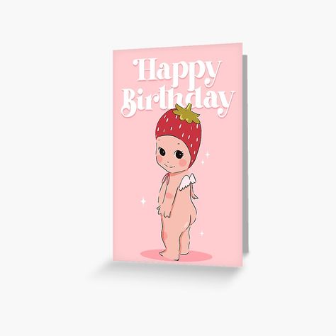 Get my art printed on awesome products. Support me at Redbubble #RBandME: https://www.redbubble.com/i/greeting-card/Strawberry-Sonny-Angel-Birthday-Card-Cherub-Kewpie-Card-For-Her-by-KittyStrand/159423555.5MT14?asc=u Angel Birthday, Angel Card, Unique Birthday Cards, Sonny Angels, Homemade Birthday Cards, Angel Cards, Very Happy Birthday, Sonny Angel, Greeting Card Design