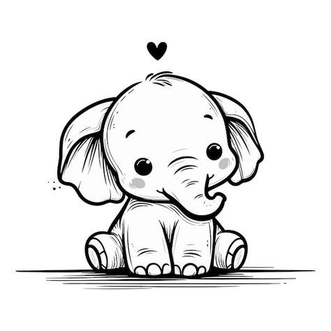 Drawings Of Elephants Sketches, Cute Elephant Drawings Doodles, Cute Pencil Drawings Doodles, Elephant Head Drawing Simple, Cute Elephants Drawings, Animal Drawings With Color, Cute Elephant Drawings Simple, Cute Elephant Doodle, Easy Elephant Drawing Step By Step