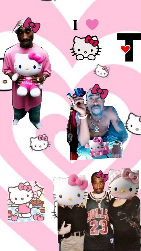 tupac ×hello kitty Tupac Hello Kitty, Emo Hello Kitty, Hello Kitty Y2k, Swag Wallpaper, Cute Bible Verses, Cute Bibles, Snoop Dog, Tupac, Snoop Dogg