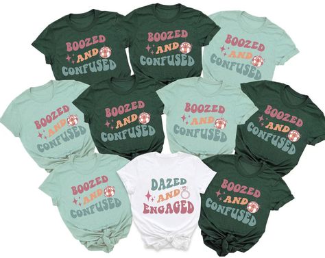 Disco Bridal Party, Dazed And Engaged Bachelorette, Custom Bachelorette Shirts, Team Bride Shirts, Custom Bachelorette, Bridesmaid Shirts, Wedding Top, Bride Shirts, Bachelorette Shirts