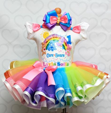 Tutu Birthday Sets – Pink Toes & Hair Bows Care Bear Dress, Care Bears Birthday Party, Trolls Cake, Care Bear Party, Care Bear Birthday, Ribbon Trim Tutu, Pink Toes, Bear Party, Bear Outfits