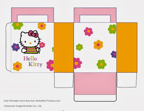 Hello Kity Birthday Free Printable Party Boxes. Hello Kitty Party Favors, Hello Kitty Printables, Paper Box Template, Paper Toys Template, Paper Doll Template, Girl Birthday Themes, Hello Kitty Party, Party Printables Free, Kids Party Themes