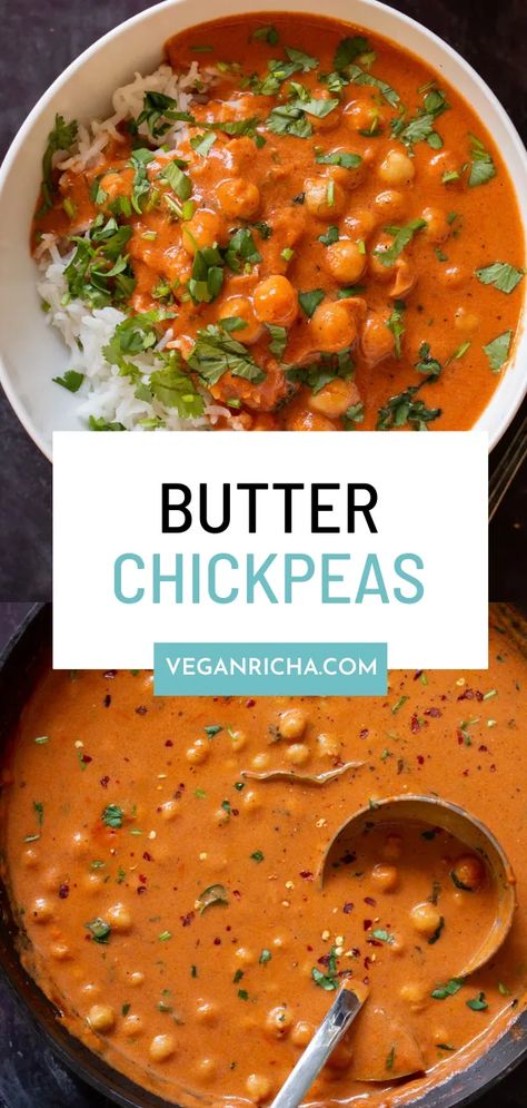 Your favorite Indiana recipe made vegan! This is an 8-ingredient, 30-minute dump-and-done Indian butter chickpeas recipe. It’s packed with butter chicken sauce flavor but uses tender chickpeas as the protein instead of chicken. Chicken Curry Sauce, Butter Chickpeas, Pot Simmer, Vegan Butter Chicken, Butter Chicken Sauce, Chicken Sauce Recipes, Entree Ideas, Butter Chicken Curry, Chickpeas Recipe