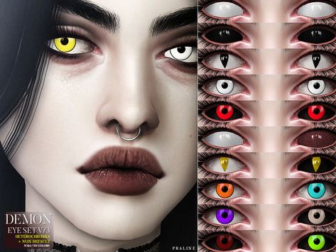 Pralinesims' ND Demon Eyes V/3 (+Heterochromia) N144 Black And White Eyes, Vampire Eyes, Sims 4 Cc Eyes, The Sims 4 Skin, Sims Packs, Sims 4 Anime, The Sims 4 Pc, Pelo Sims, Demon Eyes