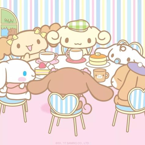 Cinnamon Roll Family Sanrio, Cinamoroll And Friends, Cinnamoroll Family, Cinnamoroll Image, Spending Time With Friends, Sanrio Danshi, Images Hello Kitty, Bunny Silhouette, Time With Friends