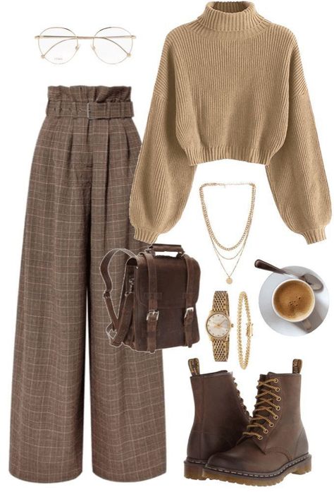 00s Mode, Academia Outfits, Design Moda, Stil Inspiration, Easy Trendy Outfits, Ținută Casual, Modieuze Outfits, Brown Pants, Elegantes Outfit