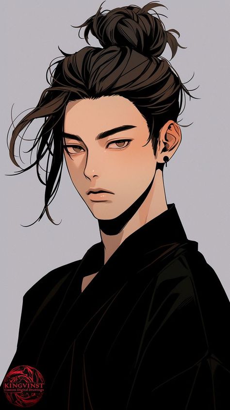 Good material and super spacious Man Bun Drawing Reference, Male Bun Hairstyles, Hair References Drawing, Cowboy Oc, Ponytail Drawing, Long Hair Drawing, Drawing Male Hair, Anime Hairstyles Male, Anime Long Hair