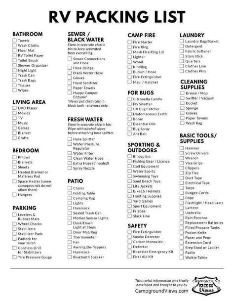 Travel Trailer Must Have List, Camper Supplies List, Camping List For Camper, Camper Necessities List, Camper List Of Supplies, Camper Must Have List, Trailer Necessities, Rv Necessities, Camper Packing List