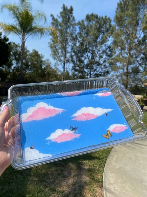 Rolling Tray Paint Ideas, Rose Hotel, Easy Diys, Painted Trays, Paint Tray, Tray Diy, Rolling Tray, Decorative Dish, Cute Keychain