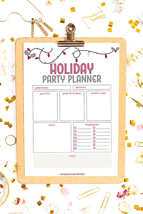 Use this free printable party planner to plan all of your holiday parties! This useful sheet will help you to stay organized when planning a party! #partyplanner #holidayparty #party #printable #freeprintable Free Printable Party Planner, Christmas Party Planner, Planning A Party, Christmas Party Planning, Christmas Paper Craft, Work Christmas Party, Kids Christmas Party, Easy Parties, Party Printables Free