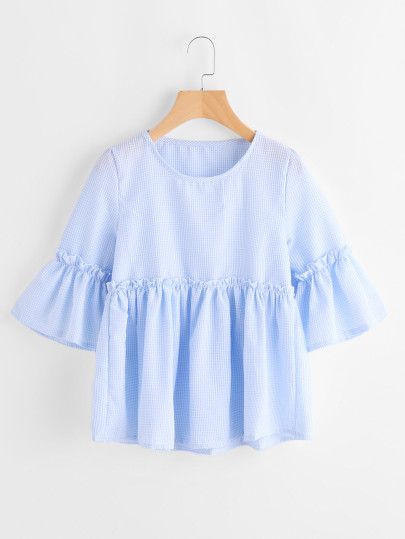 joefsf Áo Blu, Girls Tunics, Kids Dress Wear, Smock Blouse, Fashion Tops Blouse, Trendy Fashion Tops, Girls Blouse, Gingham Print