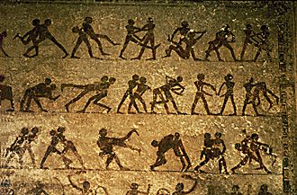 20th century BC – Murals in tomb 15 at Beni Hasan, depicting wrestling techniques. Ancient Nubia, African Origins, Martial Arts Techniques, Egyptian History, Ancient Egyptian Art, Black Art Pictures, African History, Egyptian Art, African American History