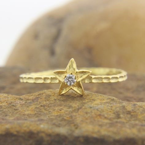 Star shape Diamond Ring in Gold, Unique Diamond Ring, Diamond Engagement Ring, Solitaire Star Shape Ring, Blessing for her, Tiny Diamond Diamond Ring Wedding, Wedding Anniversary Ring, Wedding Anniversary Rings, Ocean Inspired, Tiny Diamond, Unique Diamonds, Unique Engagement, Ring Diamond, Minimalist Rings