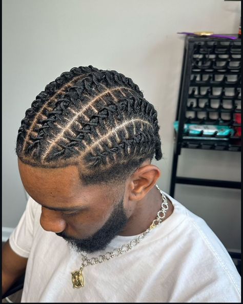 Braided Hairstyles Black Man, Barrel Twist Cornrows Men, Barell Twist Two Strand, Men 4c Hairstyles, 6 Barrel Twist, Short Barrel Twists, Braids With Tapered Sides And Back, Barrel Twist Braids, Men Barrel Twist Style