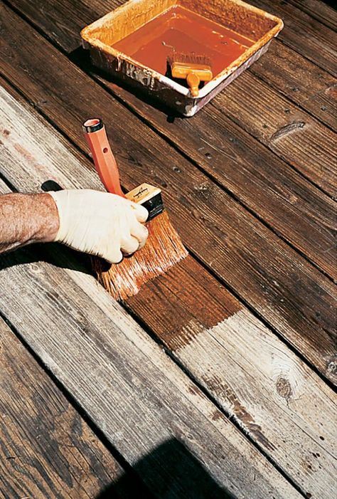 How to Restore a Weathered Deck - This Old House Deck Maintenance, Deck Restoration, Outdoors Ideas, Deck Repair, Deck Makeover, Wooden Deck, Garden Deck, Staining Deck, Farm Ideas