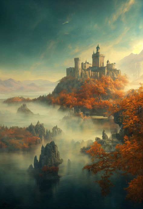 Mid Evil Castle, Elven Castle, Fantasy Castle Art, Dnd Artwork, Fantasy Landscape Art, Asoiaf Aesthetic, Castle Medieval, Dragon Castle, Sci Fi Landscape