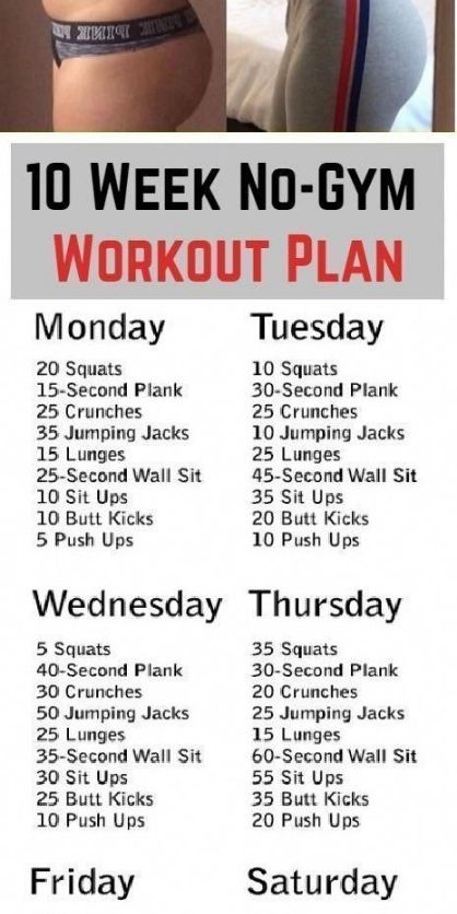 👉 Join the no-gym movement with this 10-week workout challenge you can do from the comfort of your home. Embrace bodyweight exercises and see amazing results in just weeks.
Cardio (by week)
30 second sprint, 30 second jog (5x)
35 second sprint, 45 second jog (6x)
45 second sprint, 60 second jog (7x)
50 second sprint, 45 second jog (8x)
55 second sprint, 30 second jog (7x)
60 second sprint, 45 second jog (7x)
60 second sprint, 45 second jog (6x)
65 second sprint, 60 second jog (5x)
70 second sprint, 45 second jog (6x)
75 second sprint, 30 second jog (7x)
80 second sprint, 45 second jog (8x)
100 second sprint, 30 second jog (5x

#HomeWorkoutPlan #NoGymFitness #FitnessChallenge #BodyweightExercises #HomeFitness #10WeekWorkout #HomeExerciseProgram #FitnessJourney #WorkoutRoutine #GetFitAtHome No Gym Workout, 10 Week No Gym Workout, 10 Week Workout, Fast Healthy Dinner, Body Weight Workout Plan, Home Workout Plan, No Gym, Workout Plan Gym, At Home Workout Plan