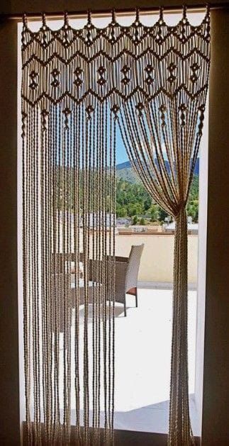 Beaded Door Curtains Diy, Bead Door Curtain Diy, Macrame Curtain Pattern, Curtains Ideas Modern, Bead Door Curtain, Kitchen Curtains Modern, Kitchen Curtains Ideas, Curtains Aesthetic, Door Curtains Bedroom