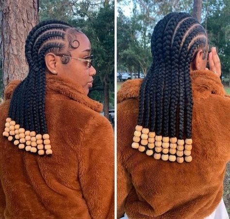 Cornrows With Beads, Cornrows Braids For Black Women, Short Box Braids Hairstyles, Braid Inspiration, Big Box Braids Hairstyles, Feed In Braids Hairstyles, African Hair Braiding Styles, Afrikaanse Mode, Box Braids Hairstyles For Black Women