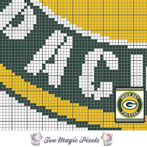 Green Bay Packers c2c graph crochet pattern; instant PDF download; bed blanket, Green Bay Packers Crochet, Green Bay Packers Blanket, Cross Stitch Plastic Canvas, Green Bay Packers Colors, Two Magic Pixels, Adult Color By Number, Crochet Football, Crochet C2c Pattern, C2c Graph