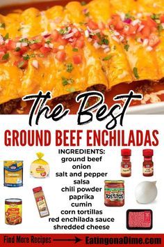 Beef Enchiladas Corn Tortillas, Easy Ground Beef Enchiladas, Easy Enchilada Recipe, Easy Beef Enchiladas, Beef Enchilada Recipe, Ground Beef Enchiladas, Enchilada Ingredients, Easy Enchiladas, Easy Ground Beef