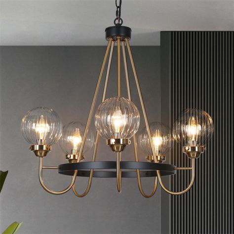 Rosdorf Park Yedidal 5 - Light Dimmable Chandelier & Reviews | Wayfair Gold Wagon Wheel Chandelier, Gold Light Fixture, Entryway Chandelier, Wheel Chandelier, Chandelier Metal, Foyer Lighting, Dining Room Light Fixtures, Wagon Wheel Chandelier, Gold Chandelier