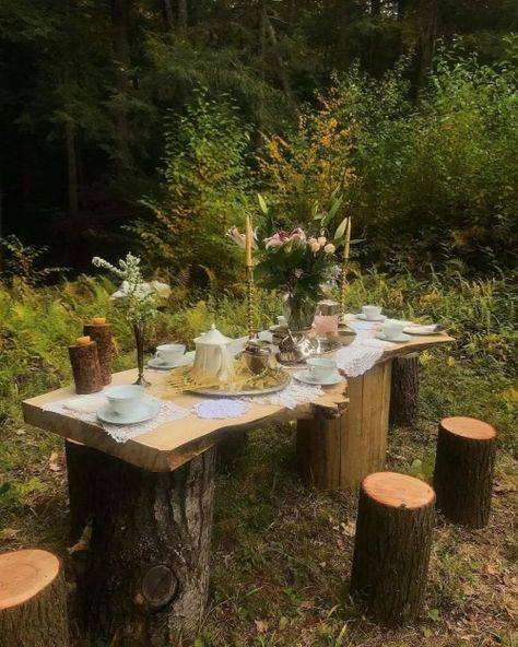 Enchanted Tea Party, Cottagecore Tea, Cottage Core Garden, Outdoor Tea Parties, Autumn Tea Party, Fairy Garden Birthday Party, Fairy Tea Parties, Forest Party, Fairy Garden Party