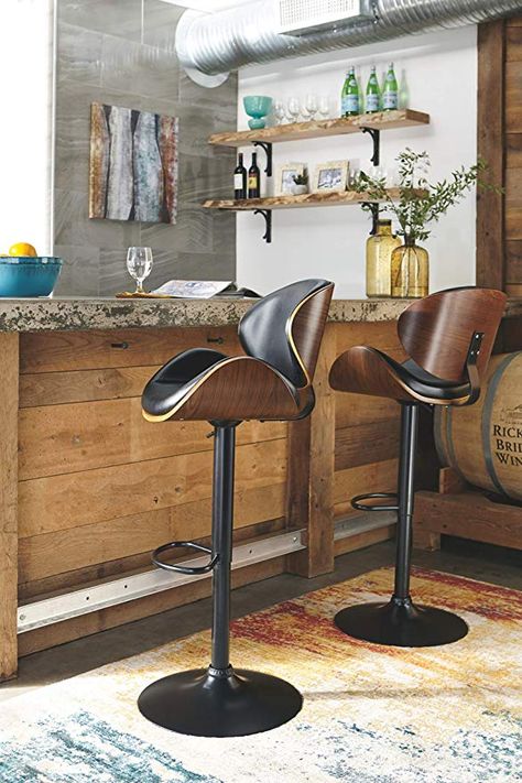 Faux Wood Finish, Kursi Bar, Adjustable Chairs, Stools For Kitchen Island, Island Countertops, Swivel Bar Stool, Bar Height Stools, Modern Stools, Diy Kitchen Island