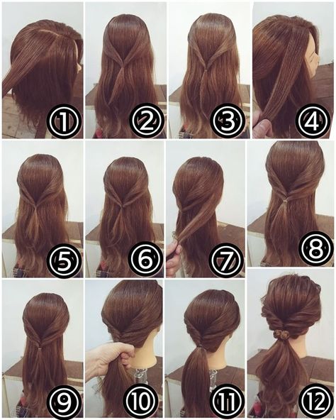 Step Hairstyle, Wedding Ponytail, Twist Ponytail, Hairstyle Tutorials, Simple Ponytails, Braided Hairstyle, Hair Arrange, Easy Hairstyle, Peinados Fáciles Para Cabello Corto