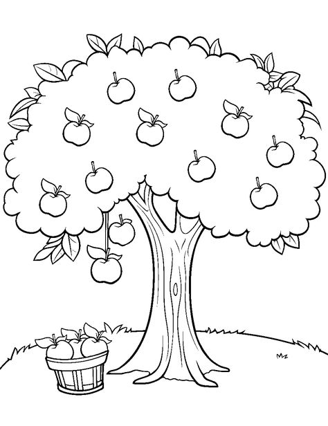 Coloring Pages Cute, Christmas Tree With Presents, Preschool Coloring Pages, Tree Templates, Snow Covered Trees, Butterflies Flying, Grape Bunch, Apple Orchard, Anime Animals