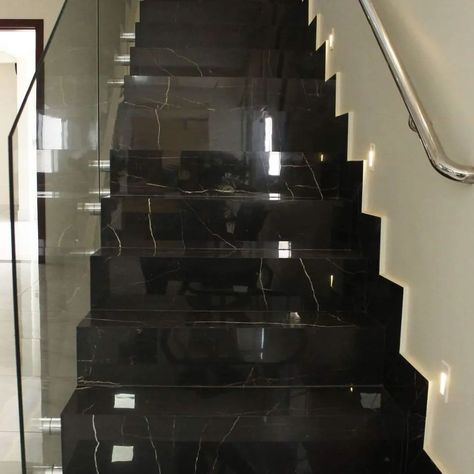 Marble stairs design ✨ #marblestairs #marblestair #marblestairdesign #stairdesign #stairs #hairstyletutorial #hairstylist Stairs Design Modern Black, Black Stairs Design, Black Granite Staircase Design, Black Granite Stairs Design Modern, Granite For Stairs, Stairs Tiles Design Modern, Black Granite Stairs, Granite Staircase Design Modern, Black Marble Stairs