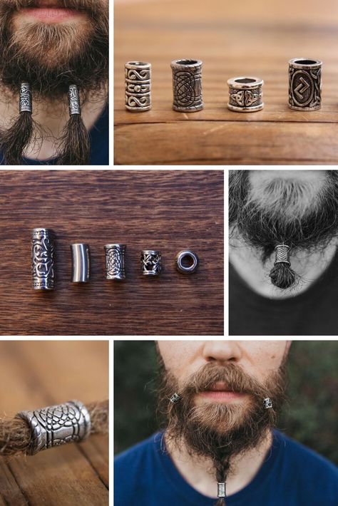 Beard Beads | Vikings | Hair Beads | Stainless Steel | Dreadlock Beads | Viking Beads #beardbeads #vikingbeads #vikings #vikinghair #vikingbeards #hairbeads #dreadbeads #stainlesssteel #mountaindreads Beard Jewelry Vikings, Viking Accessories Men, Viking Beard Beads, Men Viking Hair, Viking Men Hair, Modern Viking Men, Viking Make Up Men, Viking Hair Men, Viking Hair Accessories