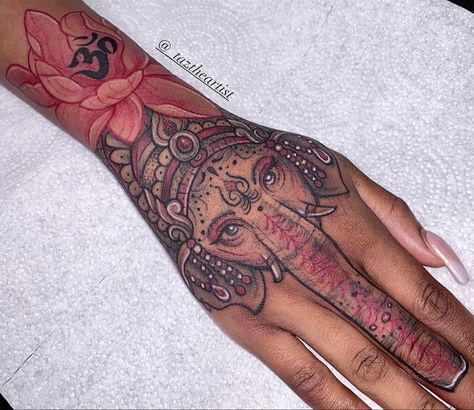 Arabic Flower Tattoo, Female Hand Tattoos Black Women, Henna Hand Tattoos Black Women, Thug Tattoos For Women Arm, Elephant Hand Tattoos For Women, Big Hand Tattoos For Women, Hand Tattoos For Women Black, Side Burn Tattoos For Women, Elephant Hand Tattoo