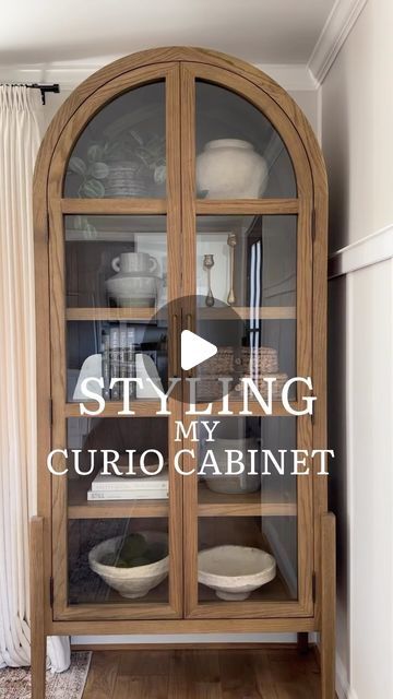 How To Display China In Cabinet, Corner Curio Cabinet Makeover, Curio Cabinet Makeover, Interior Design Affordable, Corner Curio Cabinet, Corner Curio, China Cabinet Display, Affordable Interior Design, Home Finds