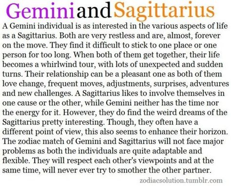 Gemini and Sagittarius compatibility Sagittarius And Gemini, Gemini Relationship, Sagittarius Compatibility, Gemini Compatibility, Gemini Traits, Gemini And Sagittarius, Sagittarius Astrology, Gemini Quotes, Gemini Life