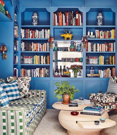 ELIZABETH HAY DESIGN on Instagram: “A media room we installed at the end of last year. We wrapped custom made carpentry around the room with a built-in bar for handy access…” Elizabeth Hay, World Inspiration, Bohemian Living Room Decor, Color My World, Vibrant Home, Hay Design, Built In Bar, Home Library Design, Room Renovation