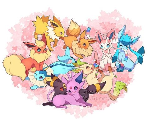 All Eeveelutions, Weird Pokemon, Eevee Cute, Eevee Evolution, Pokemon Eevee Evolutions, Lego People, Pokemon Tattoo, Pokemon Eeveelutions, Eevee Evolutions