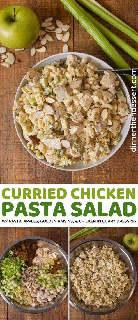 Curry Chicken Pasta Salad, Salad With Macaroni, Curry Pasta Salad, Chicken Potato Salad, Catering Recipes, Curry Dressing, Boxed Lunches, Chicken Macaroni Salad, Bbq Chicken Pasta